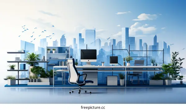 Modern Office Interior Design with City View