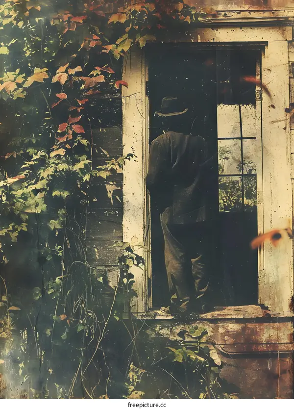 Man looking out the window