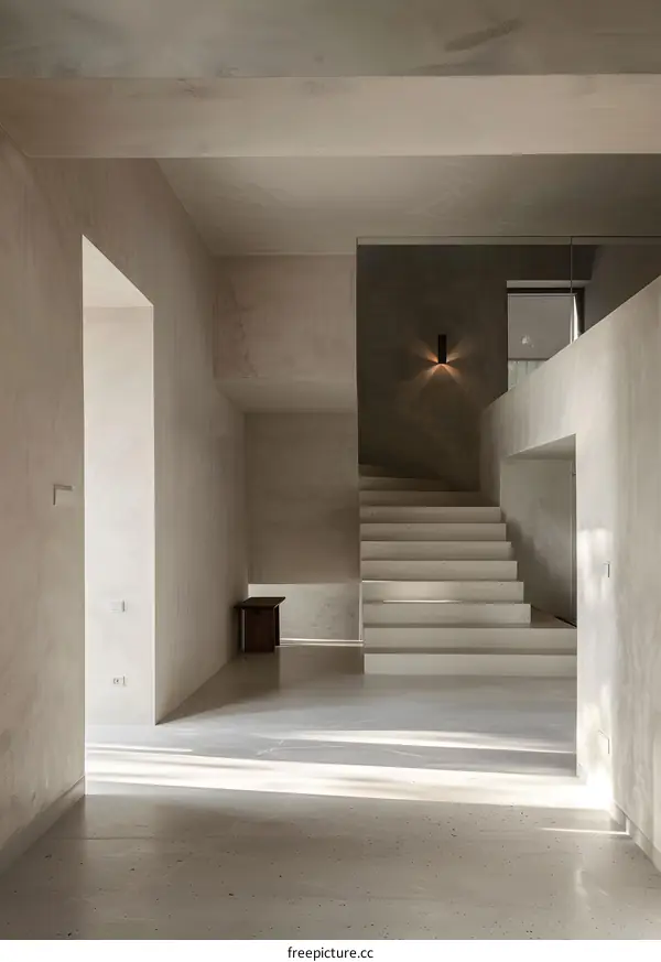 Modern Interior Design with Concrete Stairs and Light