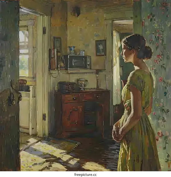 Woman in a Sunlit Interior