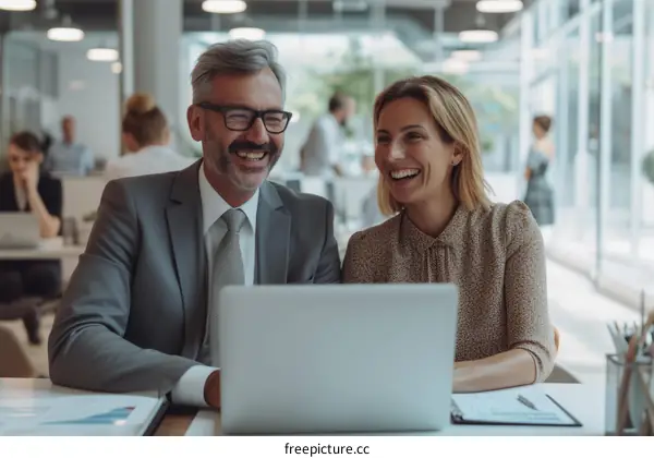 Business partners working together on laptop project