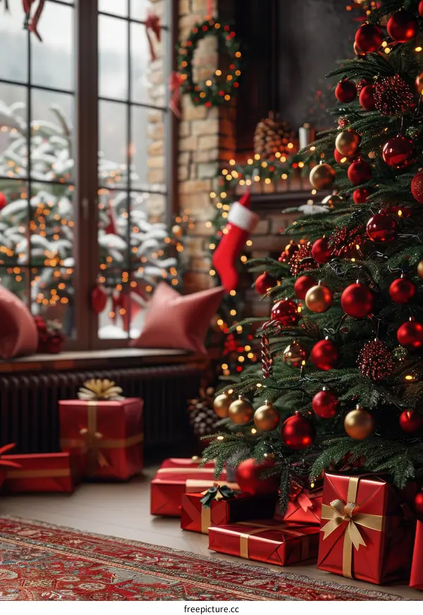 Christmas Decor by the Fireplace