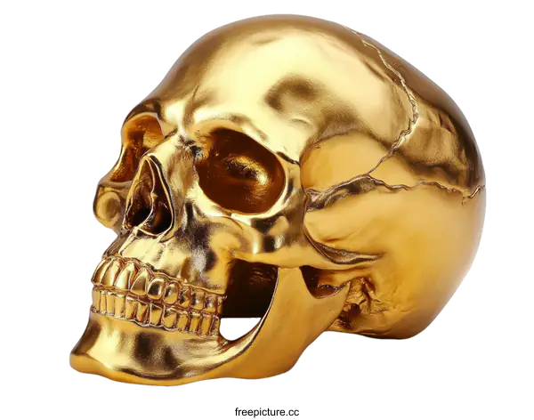 [Transparent Background PNG]Golden Skull Decorative Object