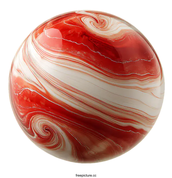 [Transparent Background PNG]Abstract Red and White Marble Sphere