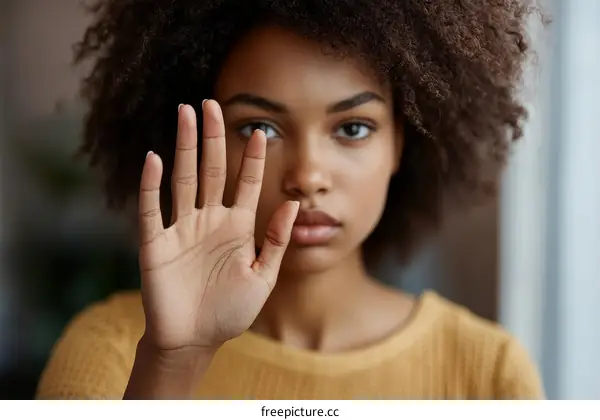 Young Black Woman Gesturing Rejection