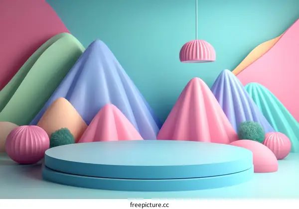 Colorful Abstract Mountainscape Display Stand