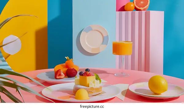 Colorful Minimalist Still Life Photography of Fruit and Dessert