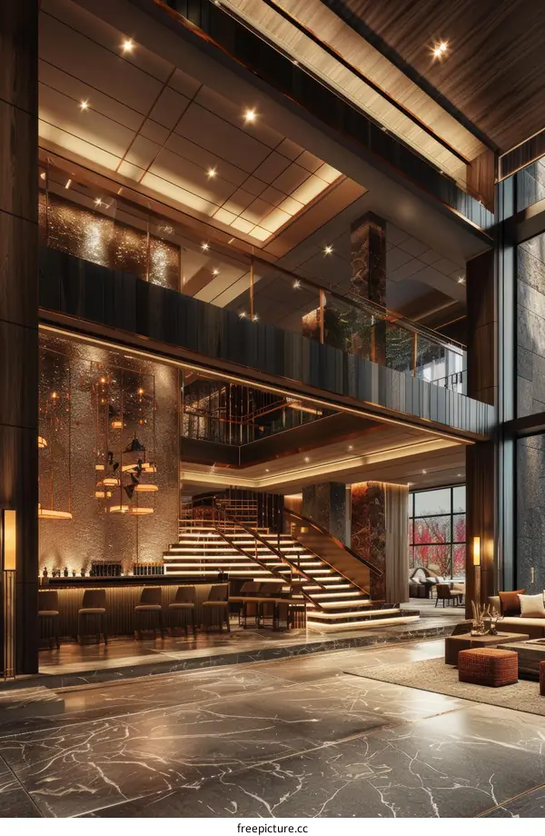 Luxury Hotel Lobby Interior Design Illustration
