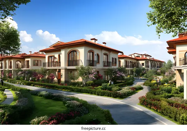 Luxury Mediterranean Style Villas with Lush Gardens