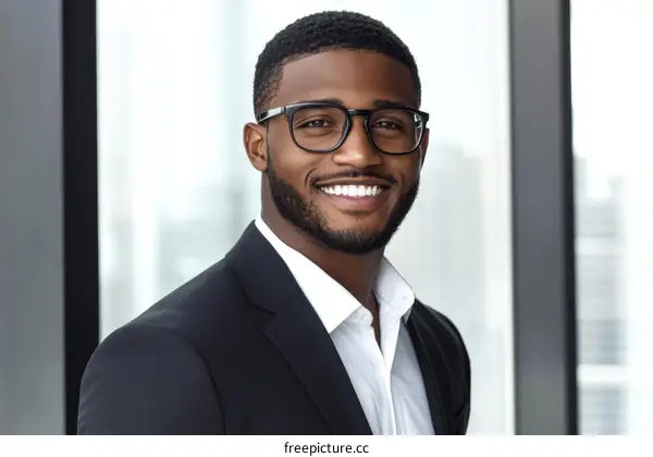Smiling Business Professional in Formal Attire