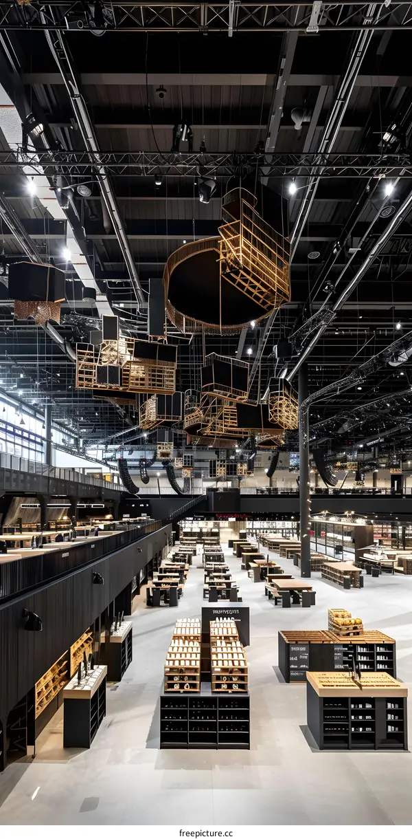 Modern Interior Design With Golden Metal Ceiling Installation