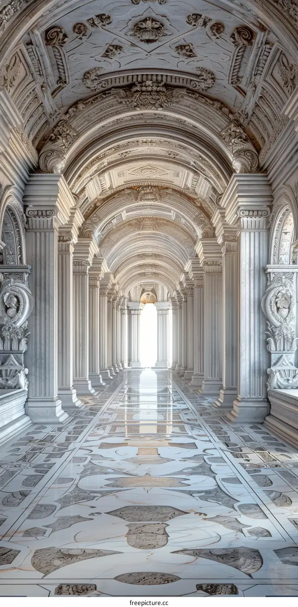 Grand Marble Hallway with Statues