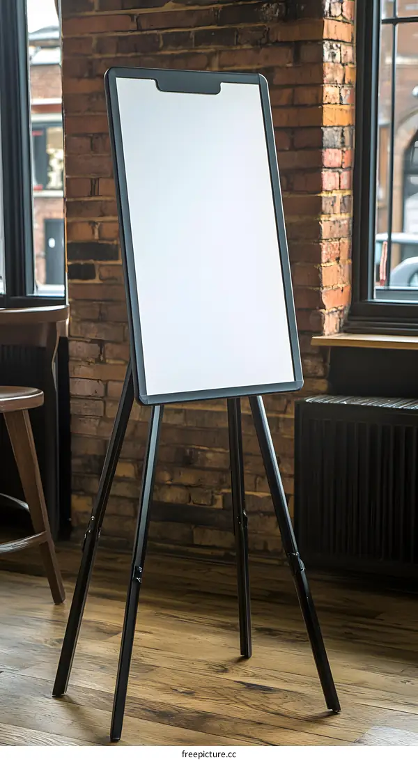 Blank Whiteboard on Easel in Modern Loft