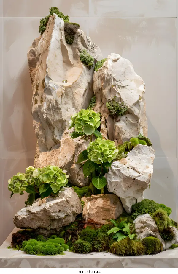 Stone and Green Plants Arrangement