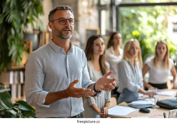 Business Presentation in Casual Office