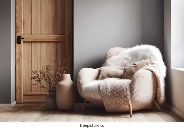 Cozy Modern Interior Design with Wooden Door