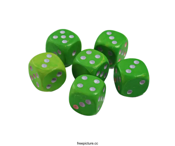 [Transparent Background PNG]Group of Green Dice with White Dots