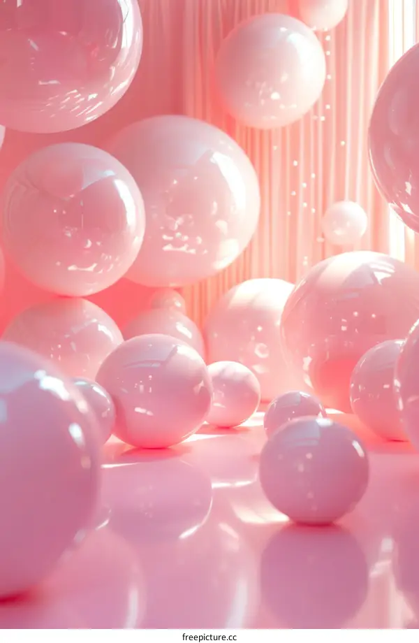 Pink pastel minimal 3d spheres composition