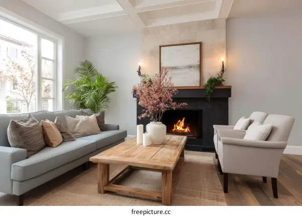 Modern Farmhouse Living Room with Cozy Fireplace