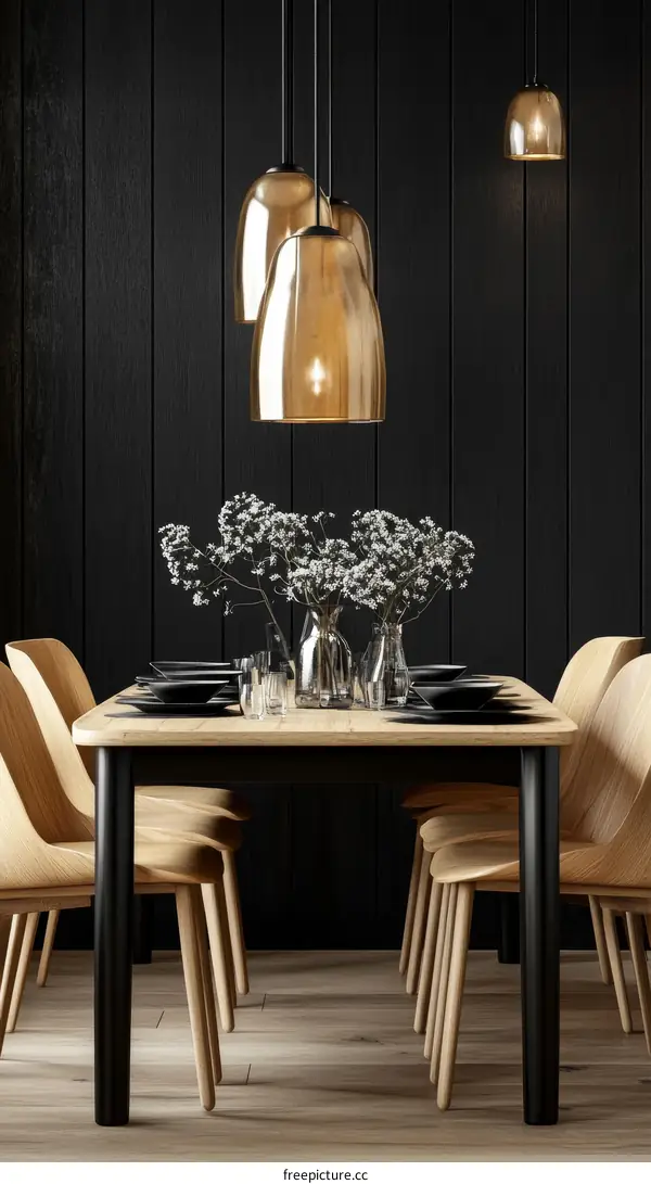 Modern Dining Room with Warm Lighting