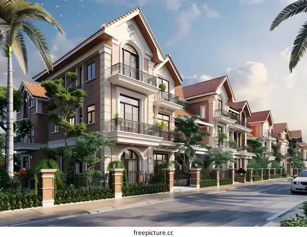 Luxurious townhomes street view