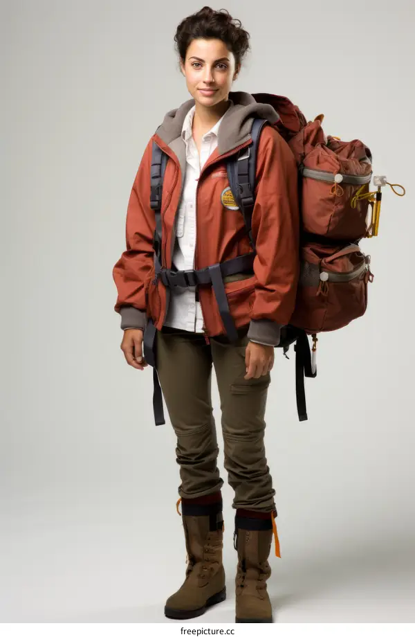 woman wearing a backpack ready for hiking