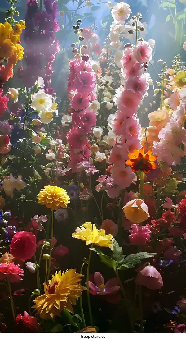 Close Up Of Colorful Flowers In A Garden