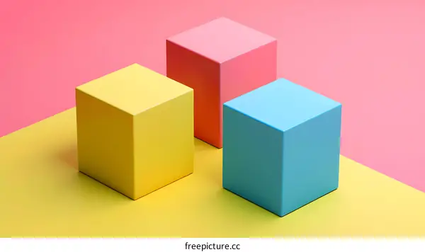 Colorful Cubes on Minimalist Background