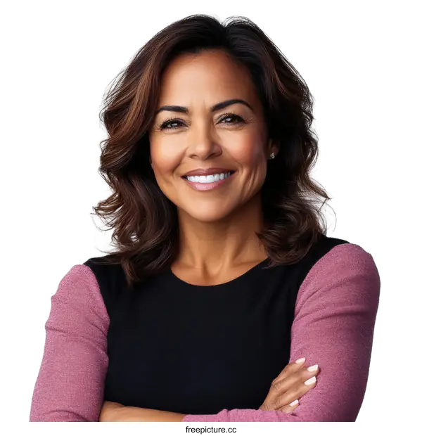 [Transparent Background PNG]Smiling Woman Portrait with Positive Energy