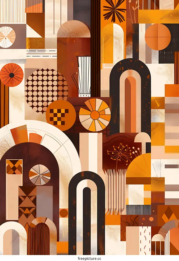 Abstract Geometric Pattern with Orange and Brown Colors