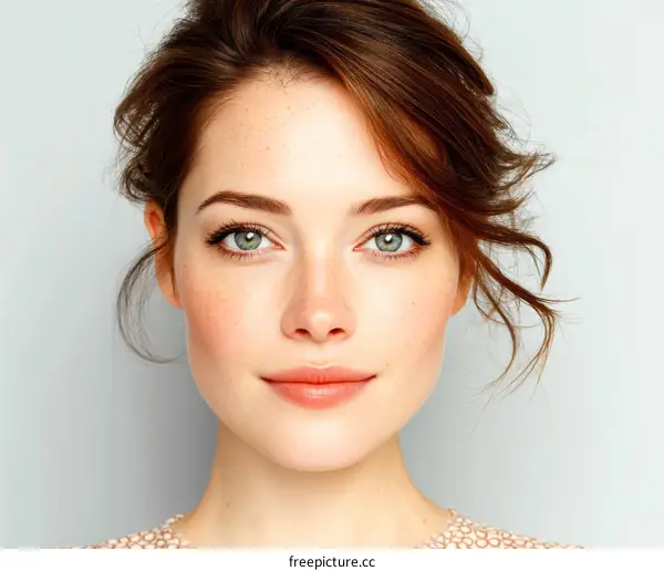 Close-up Portrait of a Caucasian Woman with Beautiful Skin