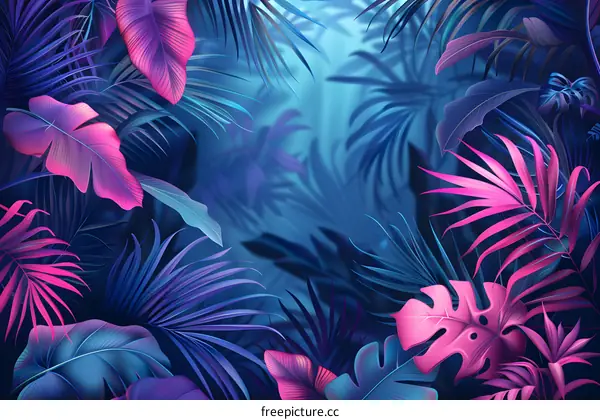 Tropical rainforest plants illustration