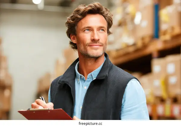 Warehouse Worker Taking Notes