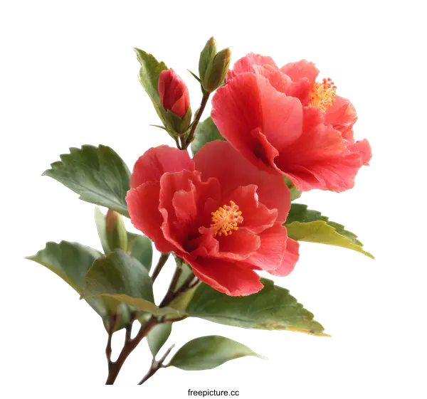 [Transparent Background PNG]Beautiful Red Hibiscus Flowers Close-up
