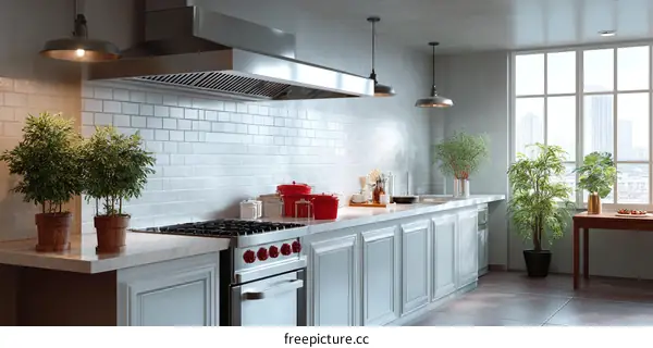 Modern Kitchen Interior Design with City View