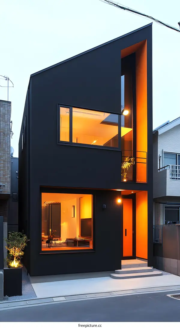 Modern Black and Orange House Exterior Design