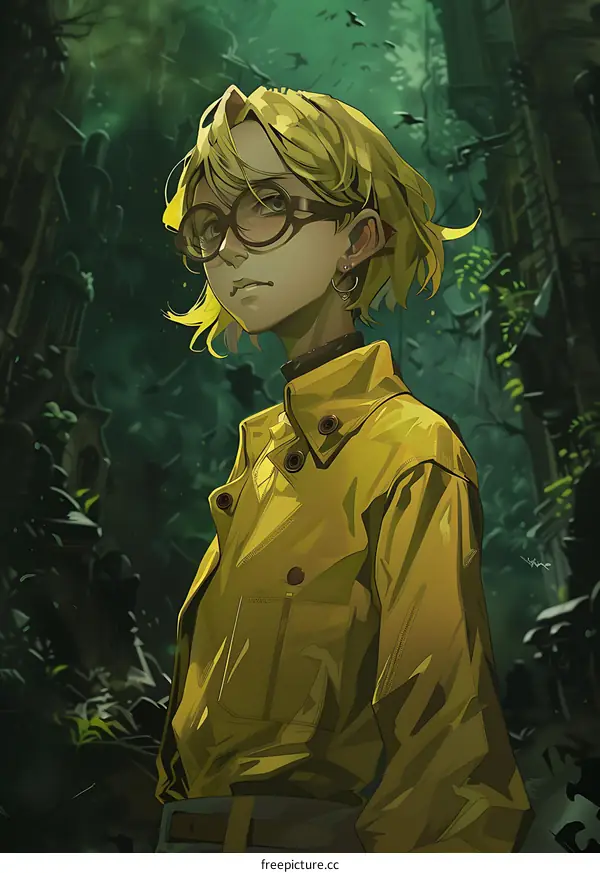 Blonde Woman in Yellow Jacket Illustration