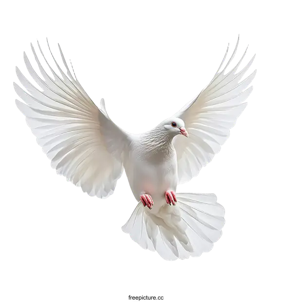 [Transparent Background PNG]A Majestic White Dove in Flight