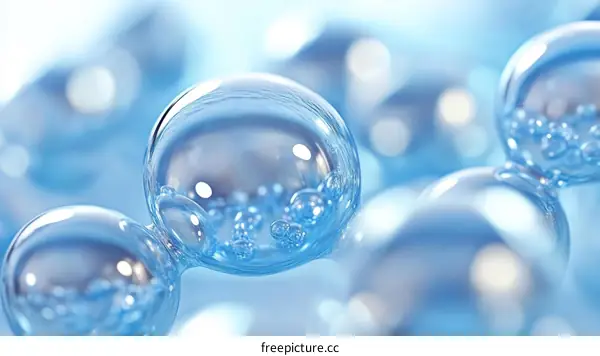 Abstract Blue Bubbles Molecular Structure
