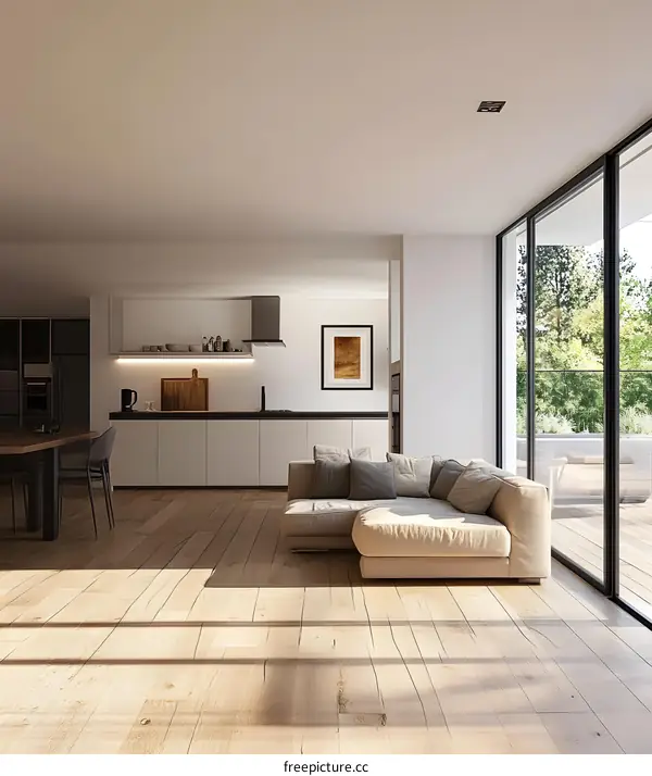 Modern Living Room Interior Design With Large Windows