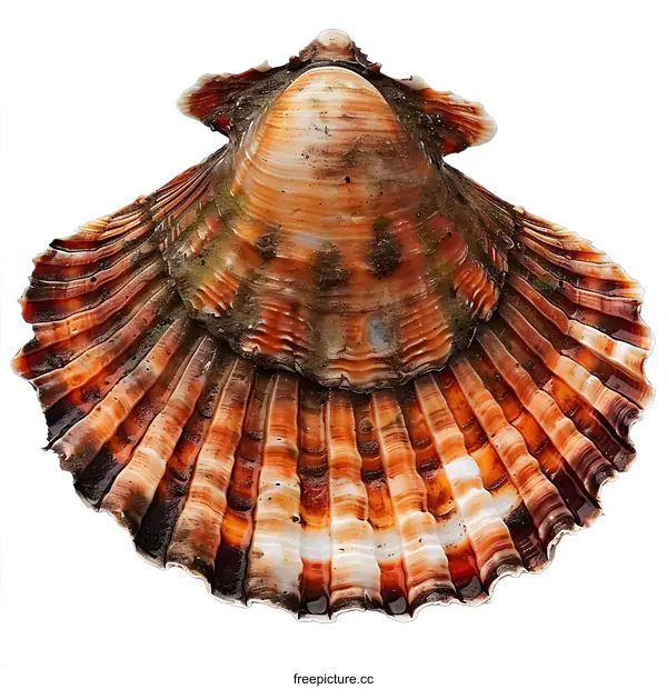 [Transparent Background PNG]Close-up of a colorful scallop shell