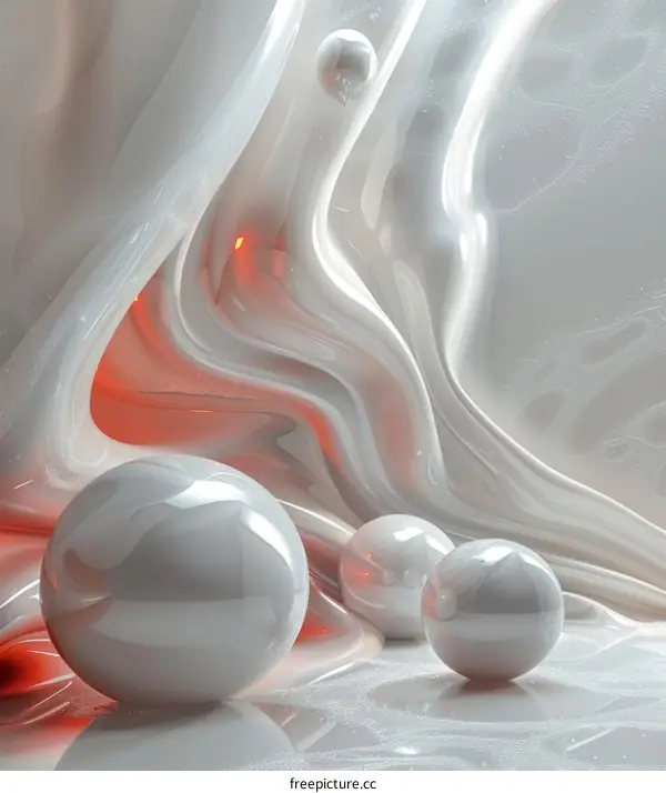 Glossy White Abstract Spheres 3D Render