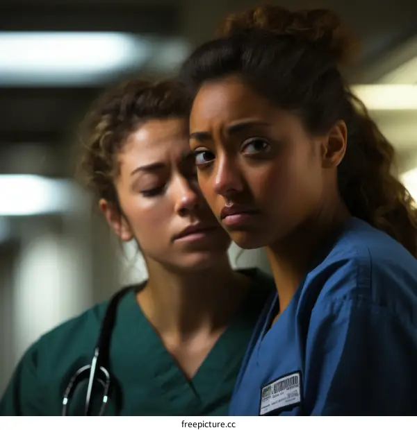 Two Female Doctors Looking at Something Seriously