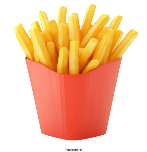 [Transparent Background PNG]Delicious French Fries in a Red Box