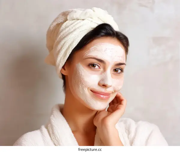 Woman Applying Facial Mask at Home