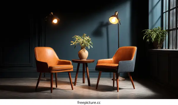 Modern Living Room with Two Armchairs and a Small Table