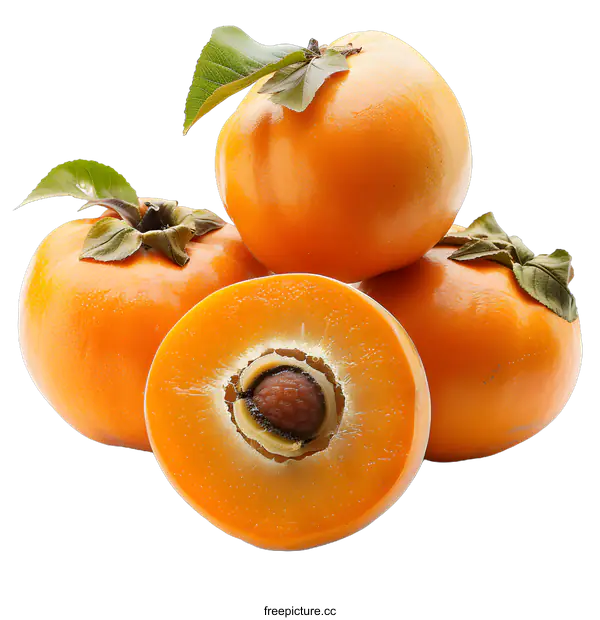 [Transparent Background PNG]Fresh Persimmon Fruits on White Background
