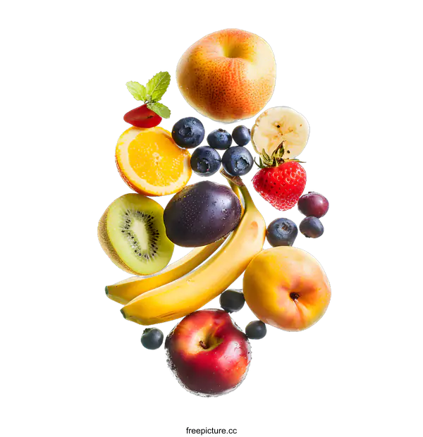 [Transparent Background PNG]Fresh Fruit Mix Isolated on White Background