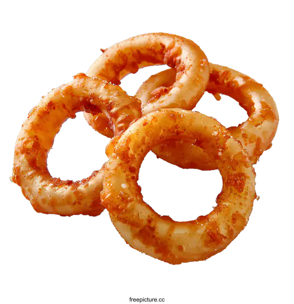 [Transparent Background PNG]Four onion rings isolated on white background