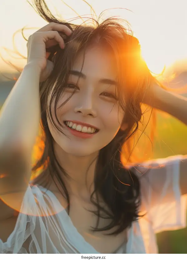 Portrait of a young Asian woman smiling